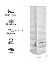 Rainsken Tier Rotating Shoe Rack Tower, Vertical Display Stand Round Carousel