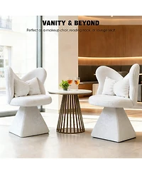 Streamdale Furniture Elegant Chenille Velvet Armless Accent Chair with 360° Rotation