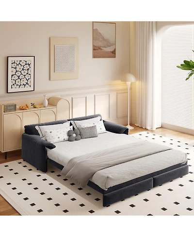 Streamdale Furniture 66" Queen Pull Out Sofa Bed with Storage, 3-in-1 Convertible Velvet Loveseat