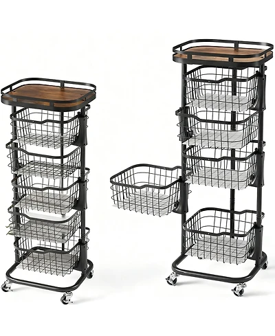 Yigii 5-Tier Rotating Storage Cart for Kitchen & Pantry