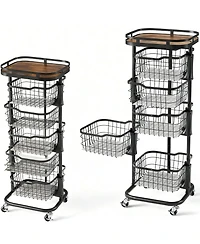 Yigii 5-Tier Rotating Storage Cart for Kitchen & Pantry