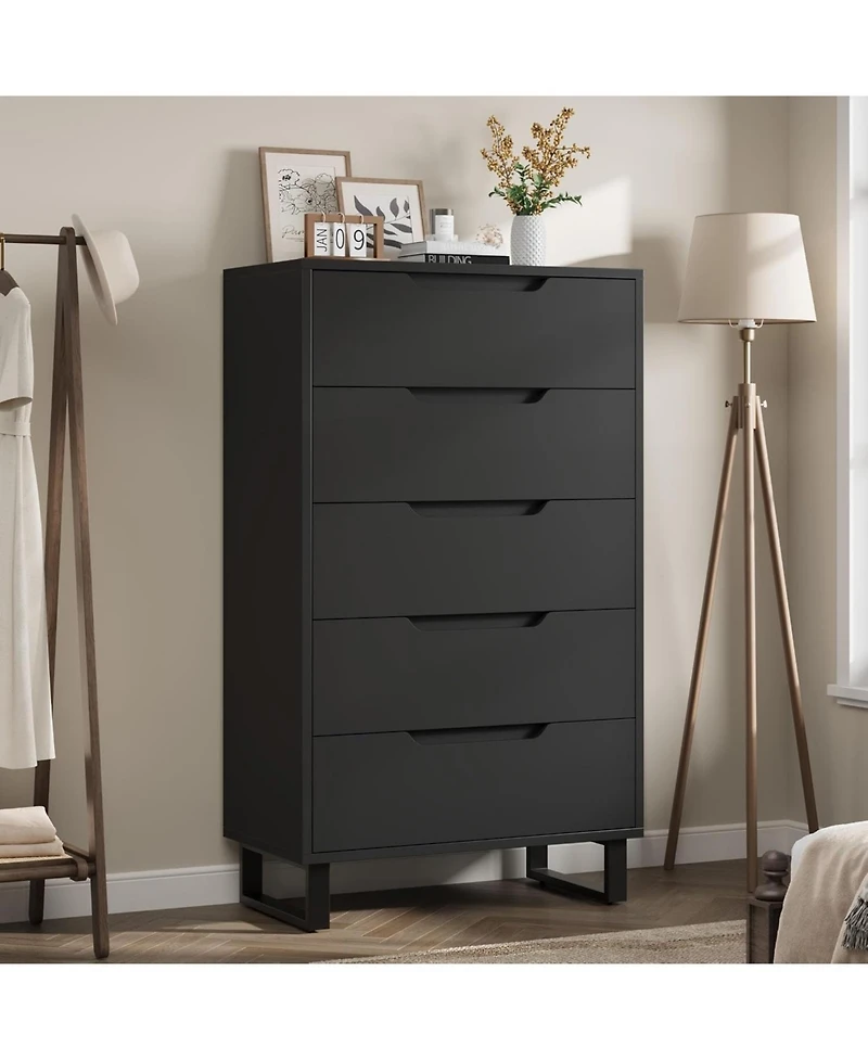 gaomon 5 Dresser for Bedroom, 50 in Tall Dresser, Freestanding Vertical Drawer with Storage, Wooden Closet Chest Storage for Living Room.
