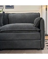 Boyel Living Oversized Deep Seat Sectional Cloud Sofa Sleeper with 3 Ottomans & Soft Pillows, Modular Couch Bed, Diy Combination