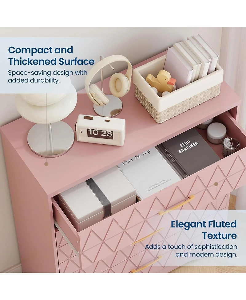 gaomon Tall 4 Drawer Dresser, Wooden Storage Chest with Metal Handles for Bedroom, Living Room