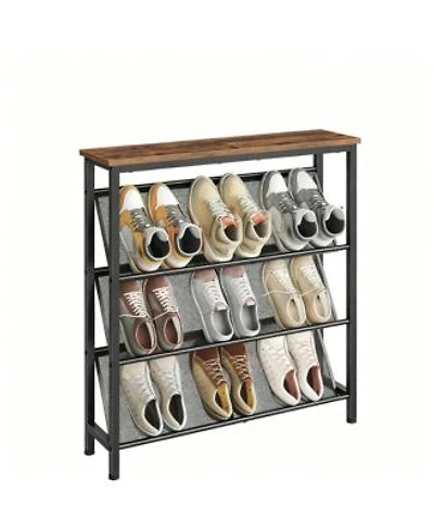 Yigii Slanted Shoe Rack for Small Spaces with Adjustable Feet
