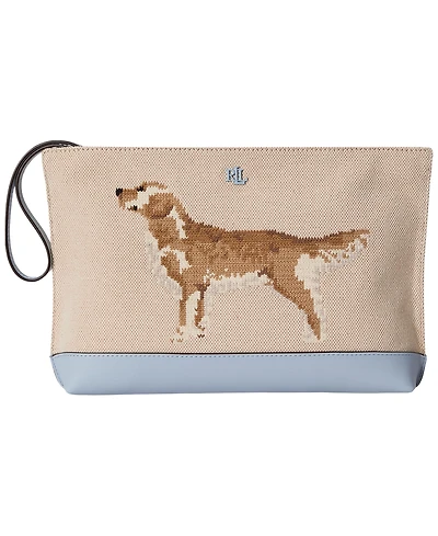 Lauren Ralph Lauren Dog-Embroidered Large Canvas Wallet