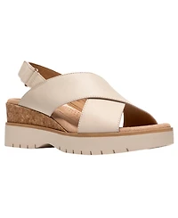 Clarks Women's Diaz Cross Round Toe Wedge Sandals