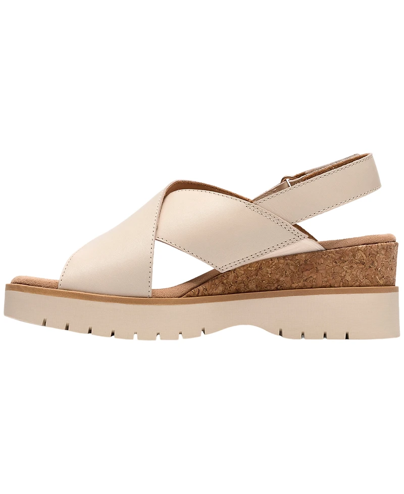 Clarks Women's Diaz Cross Round Toe Wedge Sandals