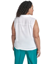 Calvin Klein Plus Collared Neck Sleeveless Top