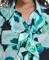 Calvin Klein Plus Collared Neck Short-Sleeve Top