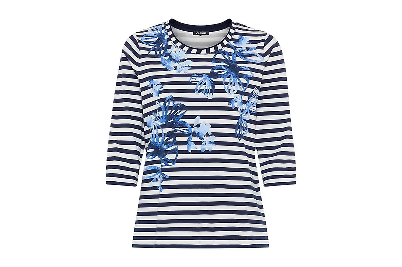 Olsen Women's Stripe & Floral Print T-Shirt