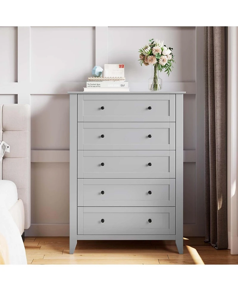 Gaomon 5 Drawer Dresser for Bedroom, Tall Dresser with Deep Drawers & Metal Knobs, Modern Wooden Chests of Drawers for Entryway