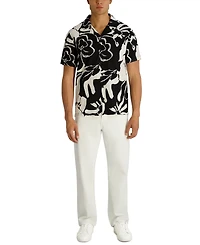 Karl Lagerfeld Paris Men's Seersucker Floral Camp Collar Textured Shirt