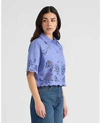 Nvlt Women's Eyelet Camp Shirt