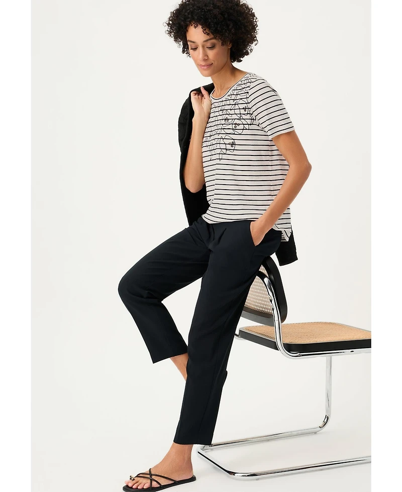 Olsen Women's Embrodiered Stripe T-Shirt