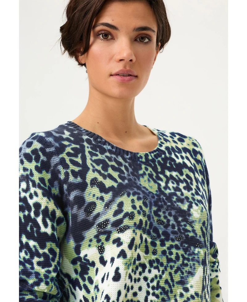 Olsen Women's Animal Print Camo Sweater