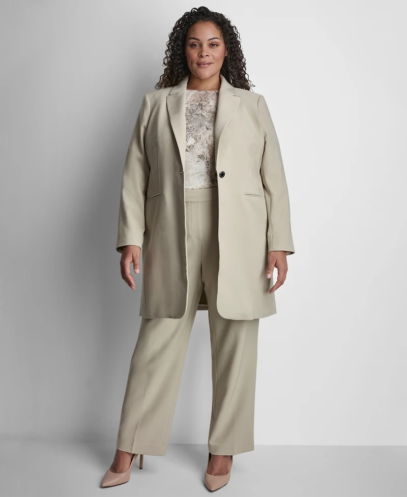 Dkny Plus Notch Collar Buttoned Jacket