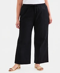 Style & Co Plus Wide-Leg Twill Tape Pants, Macy's Exclusive