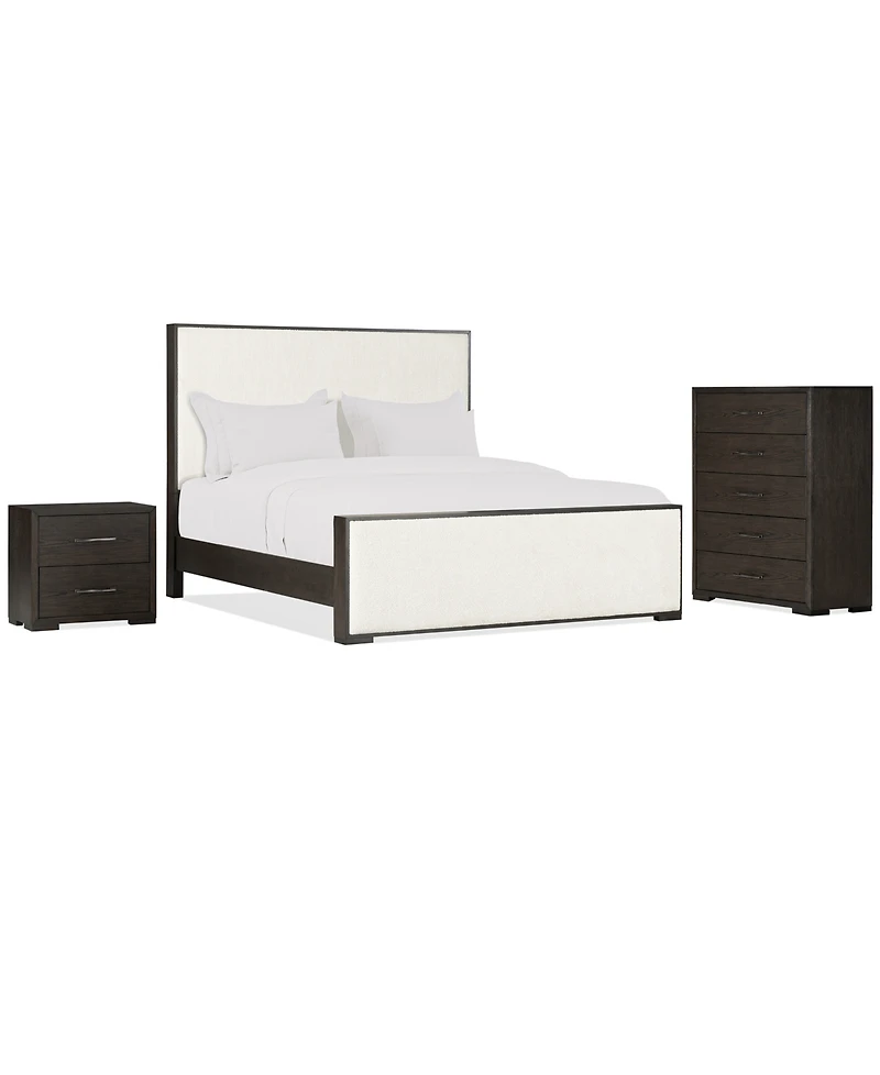 Ryder 3-Pc. Oak veneer California King Bed, Chest and Nightstand Set
