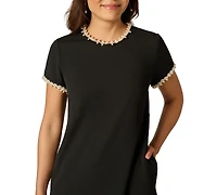 Adrianna Papell Petite Crew Neck Short-Sleeve Dress