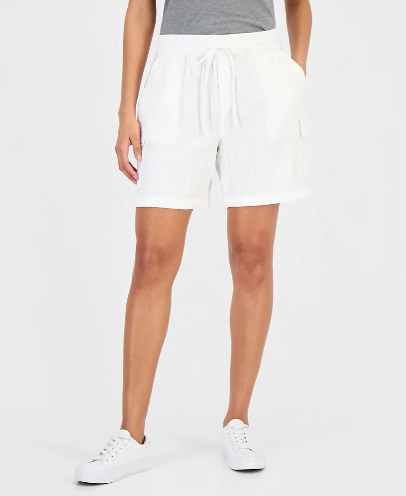 Style & Co Women's Cotton Gauze Pull-On Cargo Shorts, Macy's Exclusive