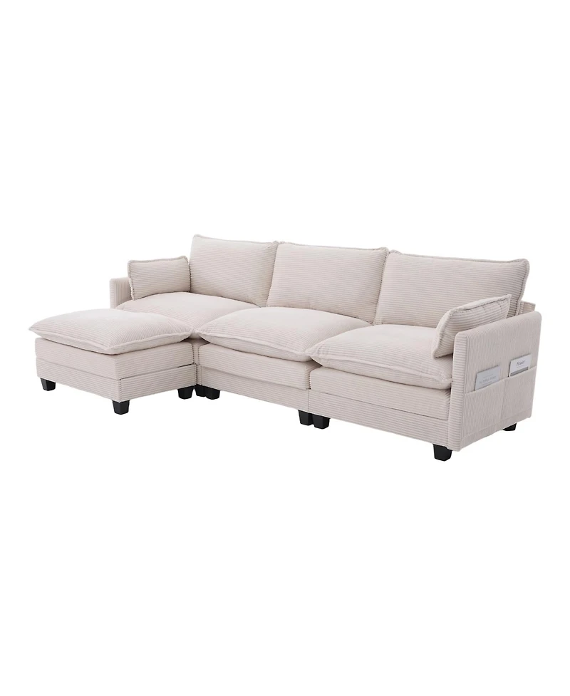 Streamdale Furniture 102" Oversized Modular Sectional Sofa with Movable Ottoman