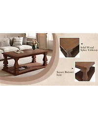 Streamdale Furniture Farmhouse Coffee Table, Rustic Living Room Table with Storage Shelf