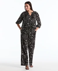 Rafaella Petite Floral Embroidered Drawstring Pants