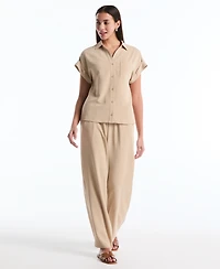 Rafaella Petite Drawstring Wide-Leg Pants