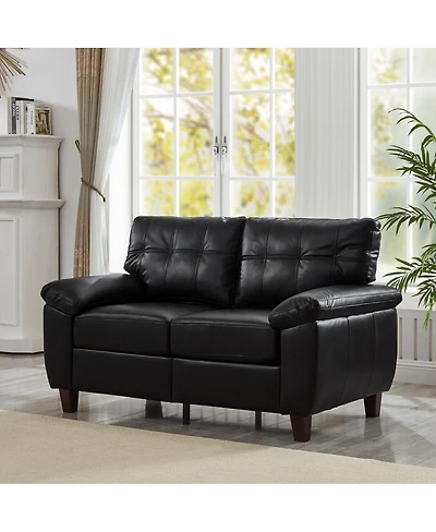 Streamdale Furniture 59" Modern Faux Leather Loveseat Sofa with Storage and Big Armrests