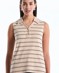 Rafaella Petite Stripe Sleeveless Polo Top