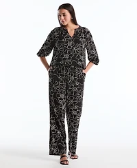 Rafaella Petite Floral Embroidered 3/4-Sleeve Blouse