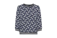 Olsen Women's Allover Geo Print T-Shirt with Stripe Trim