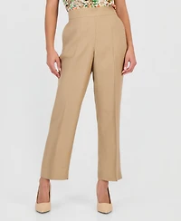 Kasper Petite Mid Rise Straight-Leg Pull-On Ankle Pants