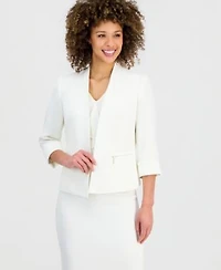 Kasper Womens Collarless 3 4 Sleeve Jacket Pencil Skirt