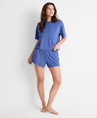 State of Day Women's Solid Short-Sleeve Picot Stitch Set, Macy's Exclusive
