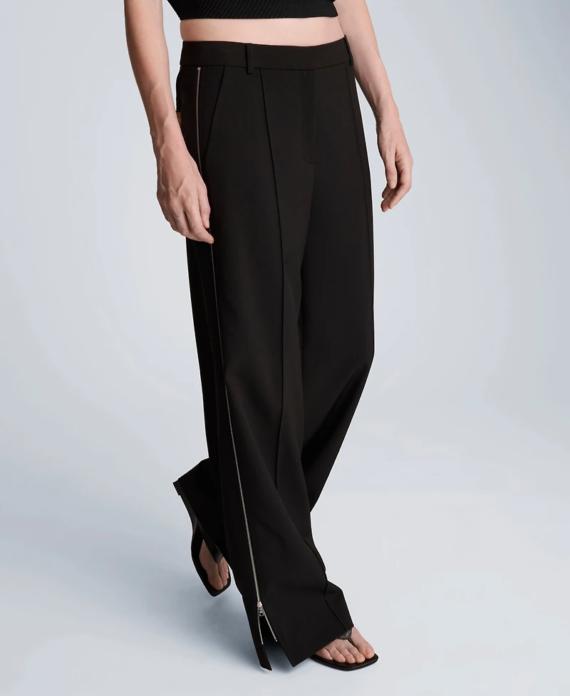Kenneth Cole Women's High-Rise Wide-Leg Boyfriend Pants