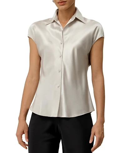 Lilysilk Women's Bias Cut Cap-Sleeve Silk Shirt