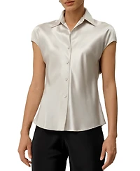 Lilysilk Women's Bias Cut Cap-Sleeve Silk Shirt