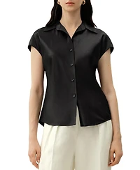Lilysilk Women's Bias Cut Cap-Sleeve Silk Shirt
