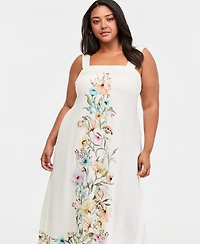 Vince Camuto Plus Thick Strap Square Neck Maxi Dress