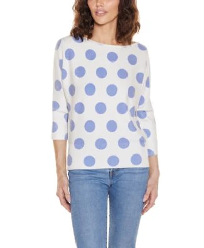 Belldini Womens Boat Neck Dot Pattern Sweater