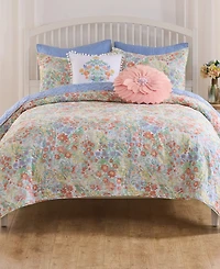 Greenland Home Fashions Alice Pastel Floral 3-Pc. Quilt Set, King/California King