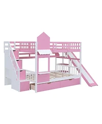 Streamdale Furniture Full-Over-Full Castle Bunk Bed w/ Drawers