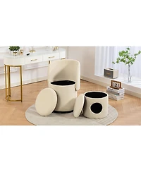 Streamdale Stylish Swivel Barrel Chair with Storage & Free Cat Bed