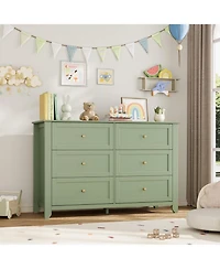 gaomon 6-Drawer Dresser for Bedroom, Large Wooden Chest with Deep Drawers and Metal Knobs for Entryway