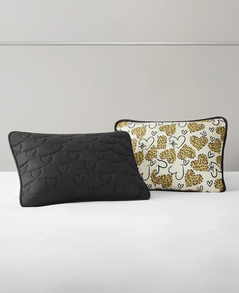 Juicy Couture Cheetah Doodle Hearts Reversible 3-Pc. Quilt Set