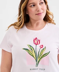 Style & Co Plus Size Perfect Short-Sleeve Open-Crewneck T-Shirt, Macy's Exclusive