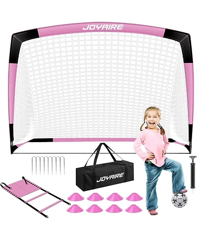 Joyaire Pro-Grade 6x4ft Kids Pop-Up Soccer Goal - 5-Layer Tear-Resistant Net & 10mm Poles, Portable Backyard Training Set with Size 4 Ball