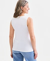 Style & Co Women's Cotton Split-Neck Tank Top, Macy's Exclusive